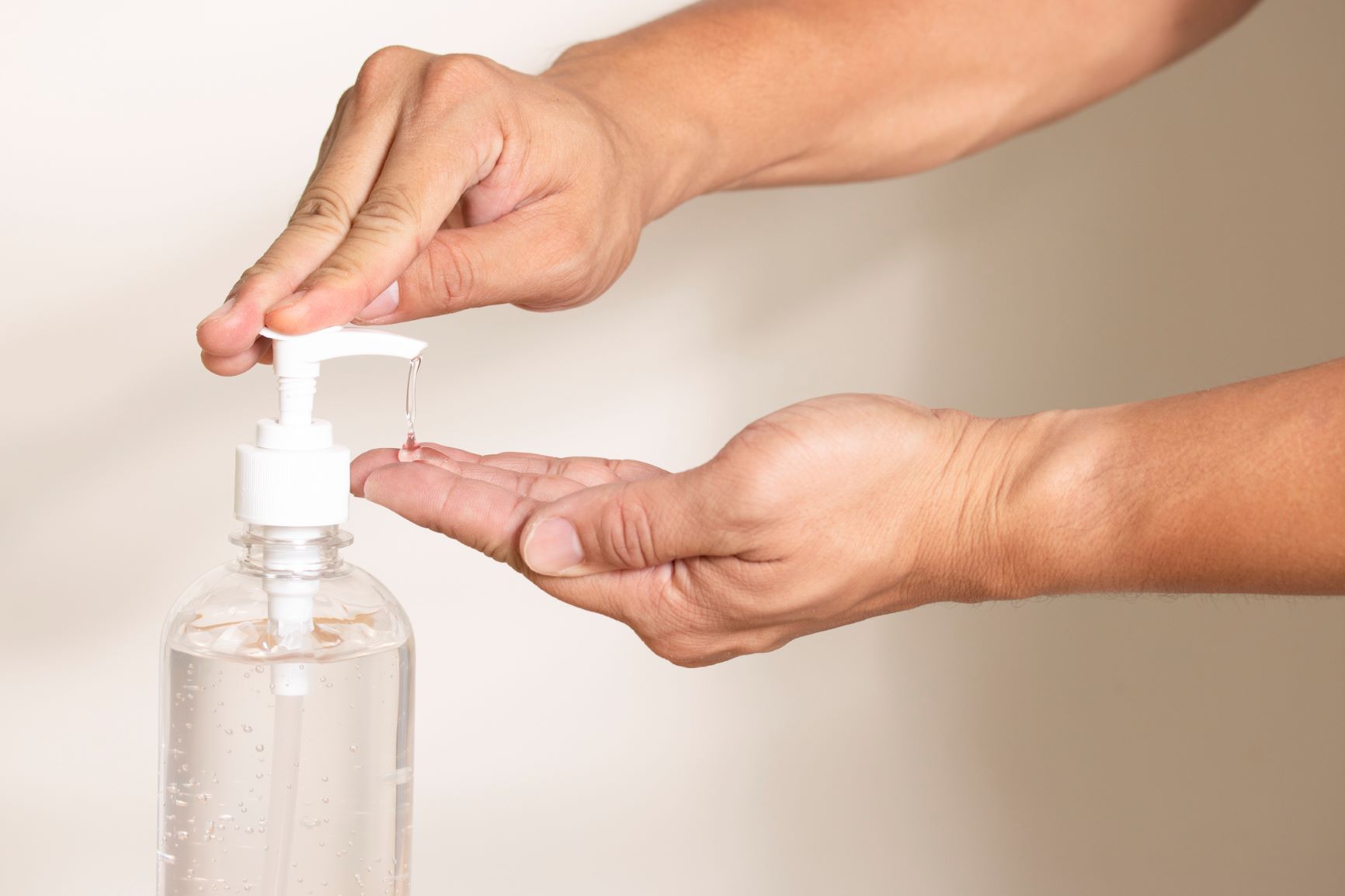 Hand sanitizer as deodorant A person is using hand sanitizer on their hands as an alternative to deodorant.