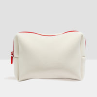 Duradry Travel Bag in Clean Cream — neoprene toiletry bag with red zipper